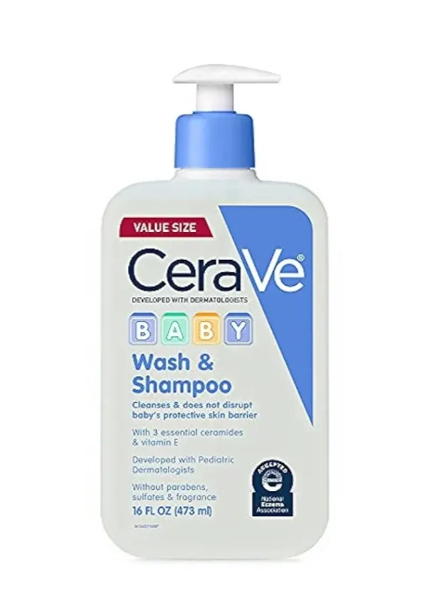 CeraVe Baby Wash & Shampoo 16oz – 2-in-1 Tear-Free, Hydrating Cleanser