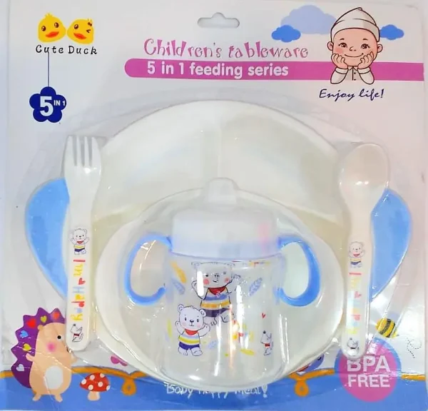 Cute Duck 5-in-1 Baby Tableware Set – BPA Free & Safe for Kids