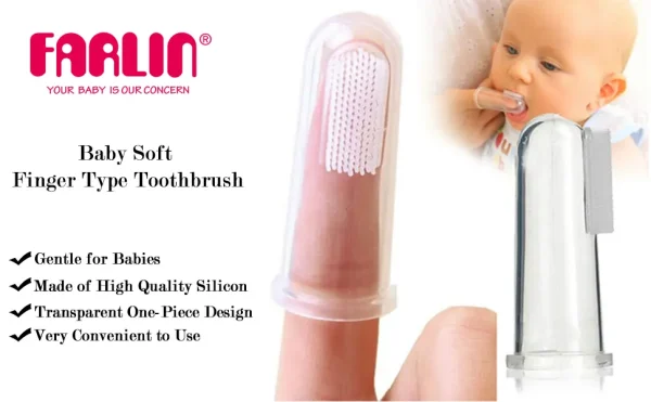 Farlin Baby's First Toothbrush – Soft Finger Silicone Brush for Newborn