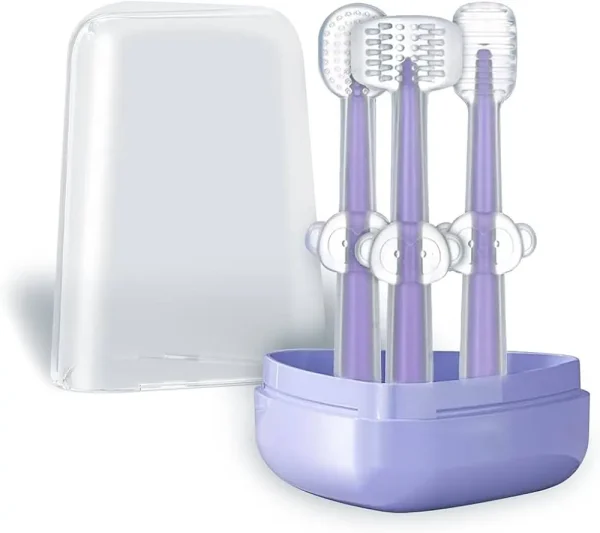 3 PCS Baby Silicone Toothbrush Set – Safe Oral Care for 0-18M Infants & Toddlers