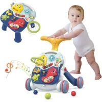 Tiibaby Push Walker 3-in-1 | Musical Baby Stroller for First Steps