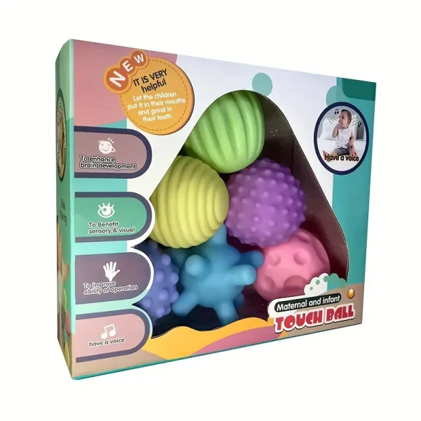 6 PCS Baby Sensory Tactile Balls – Soft Massage & Training Toy Set for Infants - Image 2
