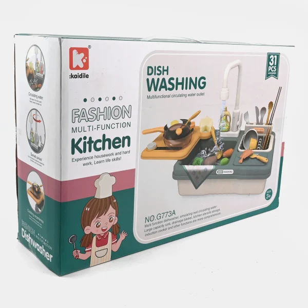 Kids Play Sink with Running Water – Kitchen Pretend Playset Toy | Battery Operated - Image 2